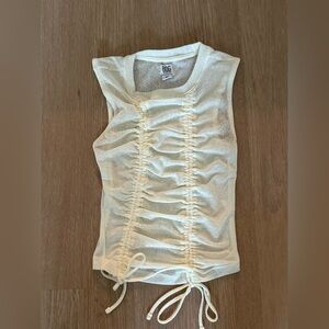 BDG Light Cream Ruched Tank Top
